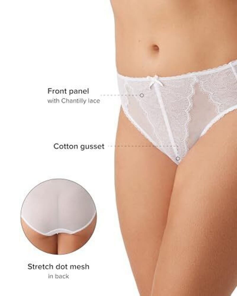 NWT Wacoal Women's Retro Chic Brief Panty in White, Plus Size XL - Picture 7 of 8
